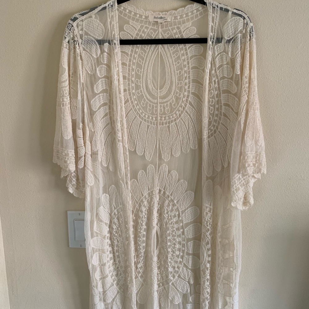 Long Ivory Sheer Kimono